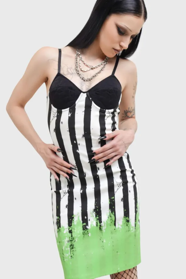 Killstar Mini Women Distressed Stripe Bodycon Dress