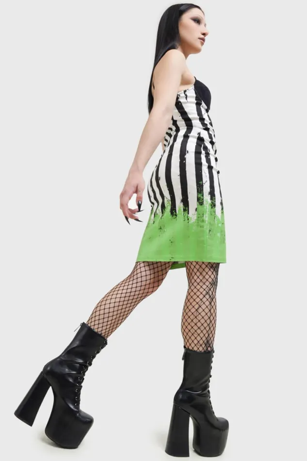 Killstar Mini Women Distressed Stripe Bodycon Dress