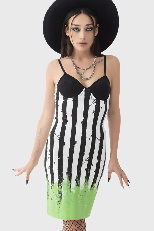 Killstar Mini Women Distressed Stripe Bodycon Dress