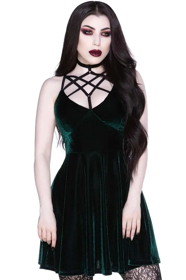 Killstar Mini Women Magica Skater Dress EMERALD