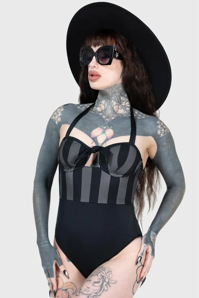 Killstar Swim Women Shadow Stripe Swimsuit