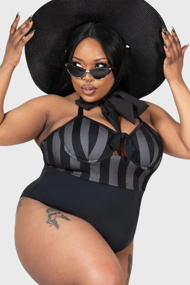 Killstar Swim Women Shadow Stripe Swimsuit