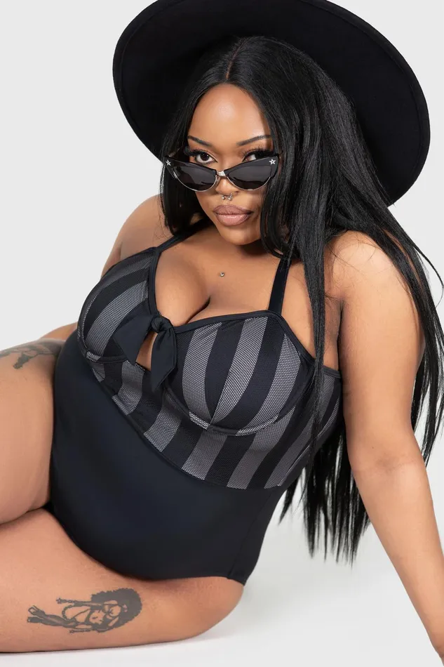 Killstar Swim Women Shadow Stripe Swimsuit