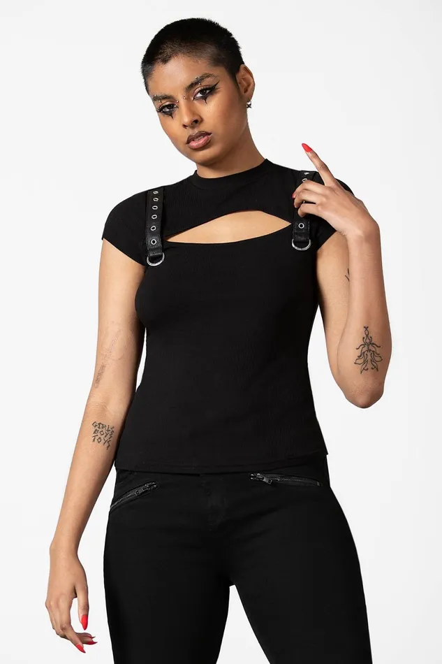Killstar TShirts and Vests Women Trudy Keyhole Top