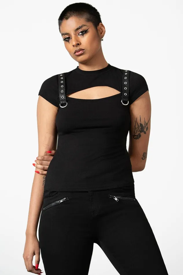 Killstar TShirts and Vests Women Trudy Keyhole Top
