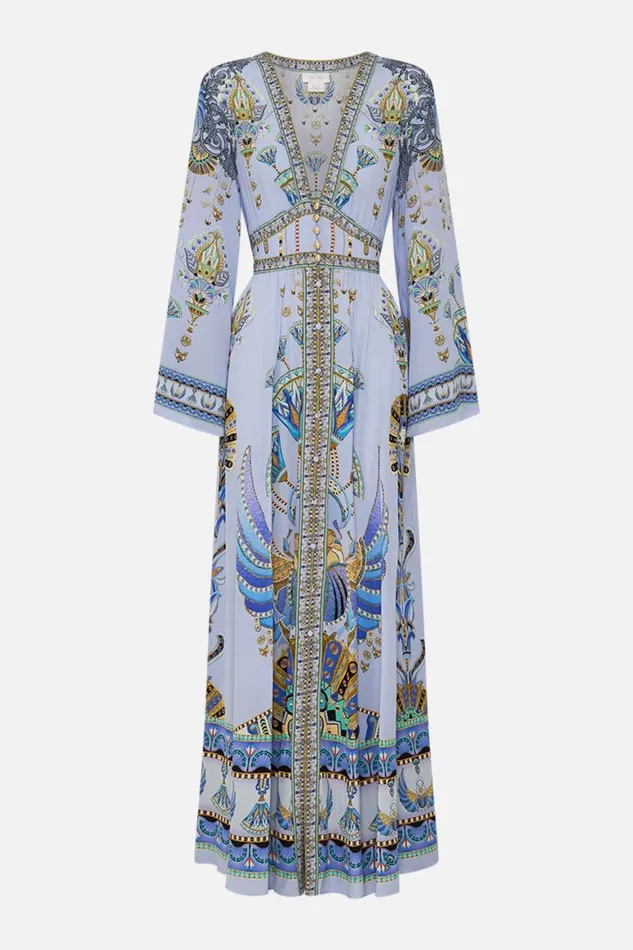 KIMONO SLEEVE DRESS WITH SHIRRING DETAIL UNDER SCARAB SKIES Under Scarab Skies Womens Camilla Dresses