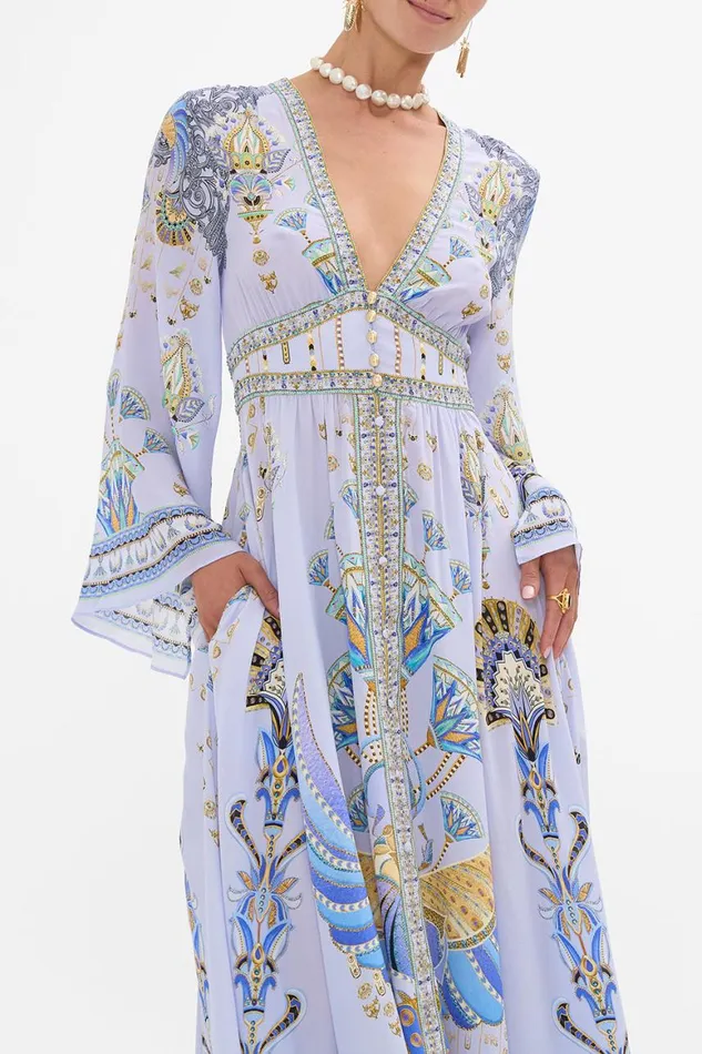 KIMONO SLEEVE DRESS WITH SHIRRING DETAIL UNDER SCARAB SKIES Under Scarab Skies Womens Camilla Dresses
