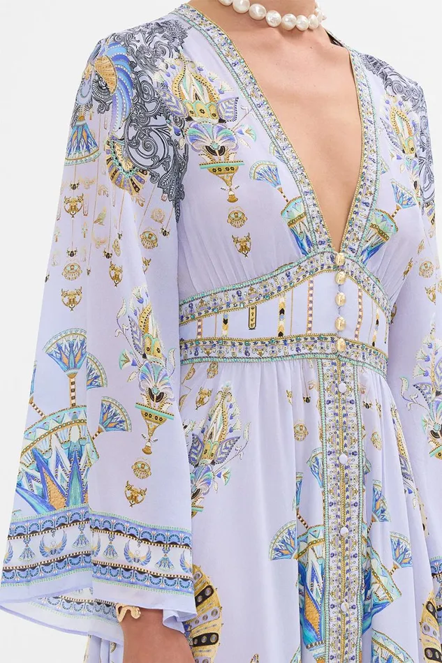 KIMONO SLEEVE DRESS WITH SHIRRING DETAIL UNDER SCARAB SKIES Under Scarab Skies Womens Camilla Dresses