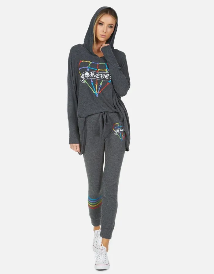Kizzy Bone Diamond Heather Black Women Lauren Moshi Long Sweatpants