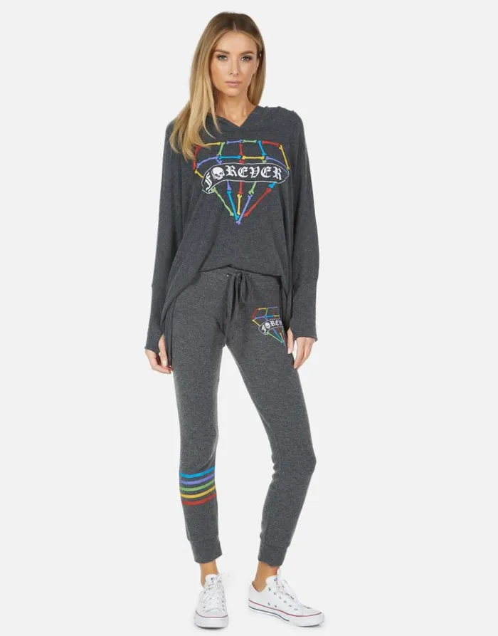 Kizzy Bone Diamond Heather Black Women Lauren Moshi Long Sweatpants