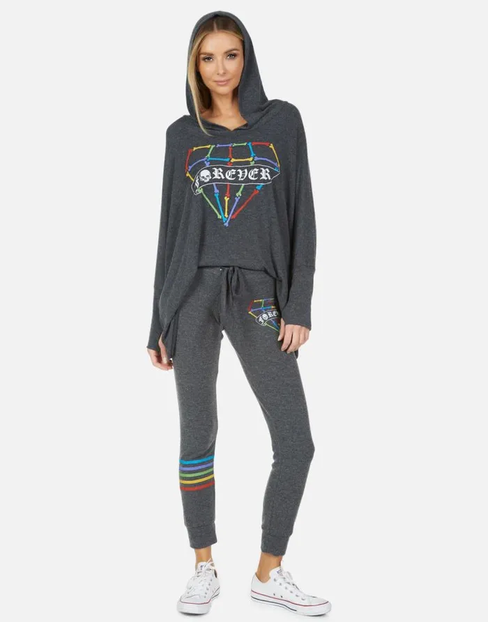 Kizzy Bone Diamond Heather Black Women Lauren Moshi Long Sweatpants