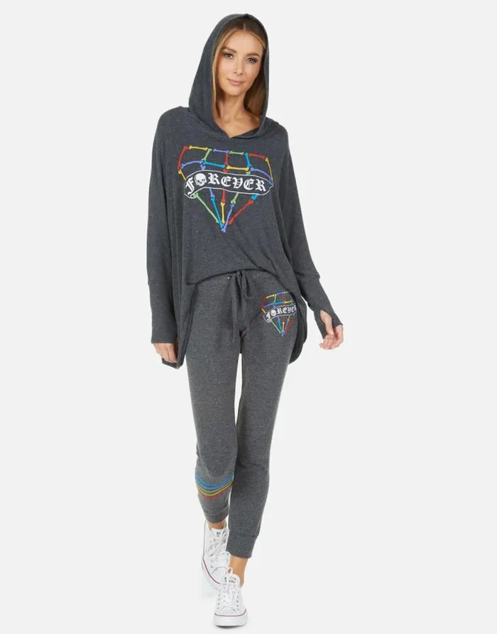 Kizzy Bone Diamond Heather Black Women Lauren Moshi Long Sweatpants