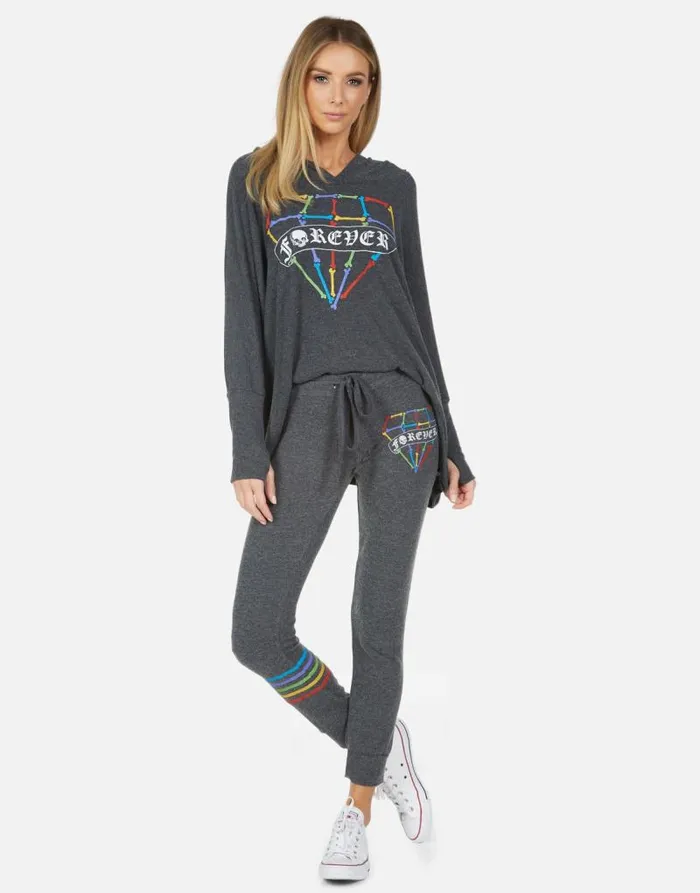 Kizzy Bone Diamond Heather Black Women Lauren Moshi Long Sweatpants