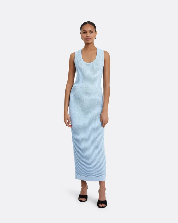 Klaudette Azurra Crochet Midi Dress Azurra Women Knitwear Safiyaa