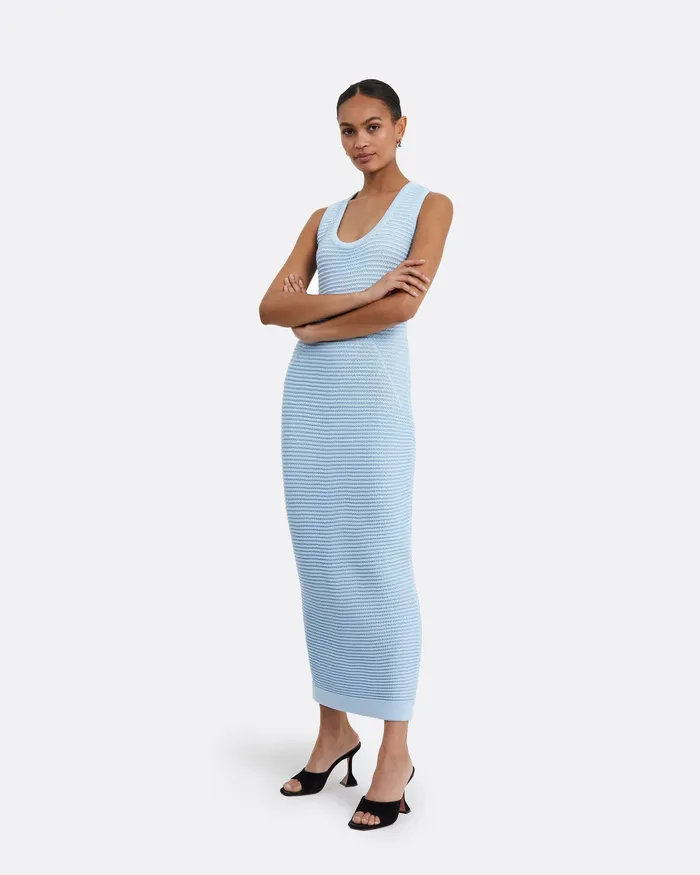 Klaudette Azurra Crochet Midi Dress Azurra Women Knitwear Safiyaa