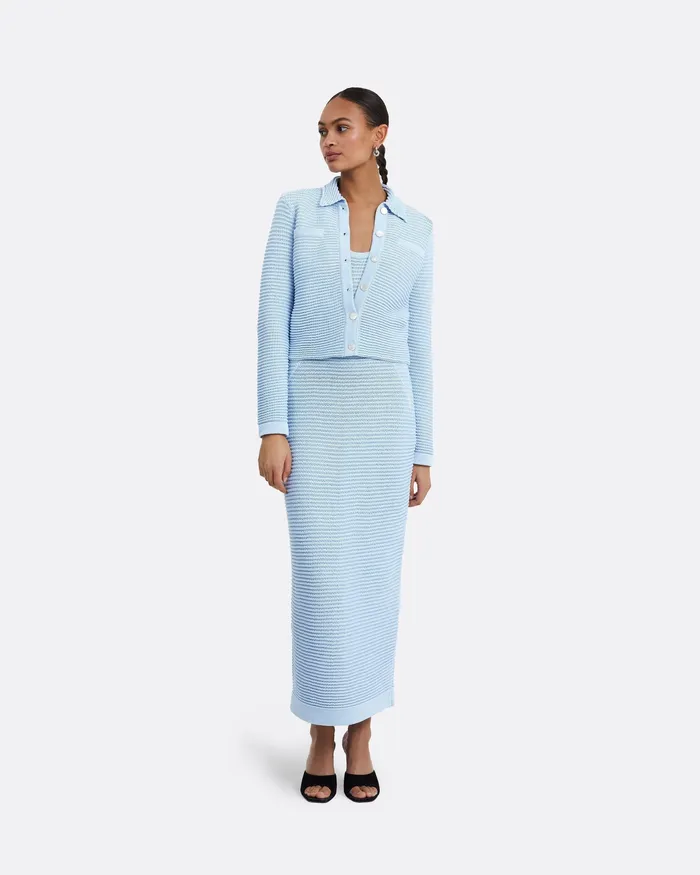 Klaudette Azurra Crochet Midi Dress Azurra Women Knitwear Safiyaa