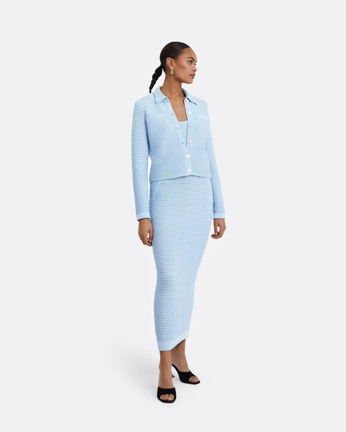 Klaudette Azurra Crochet Midi Dress Azurra Women Knitwear Safiyaa