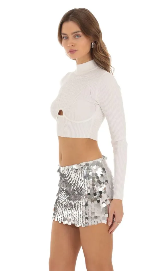 Knit Crop Top White Women LUCY IN THE SKY Jumpers and Cardigans Knit Crop Top White Women LUCY IN THE SKY Jumpers and Cardigans