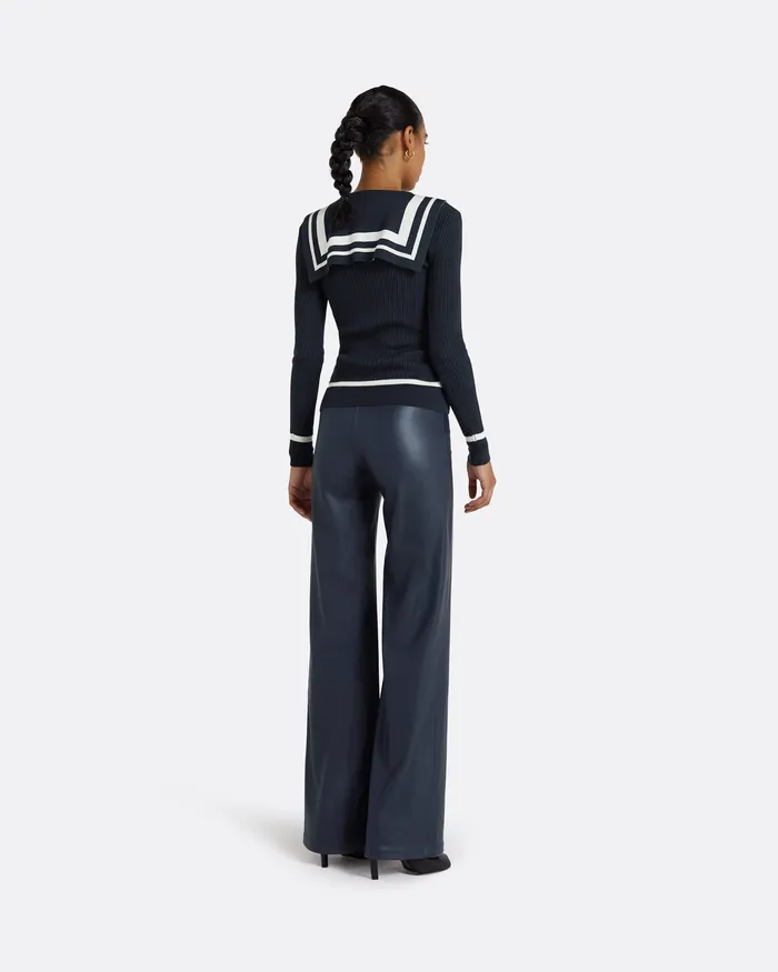 Knitwear Women Odette Navy and Ivory Knit Navy Safiyaa