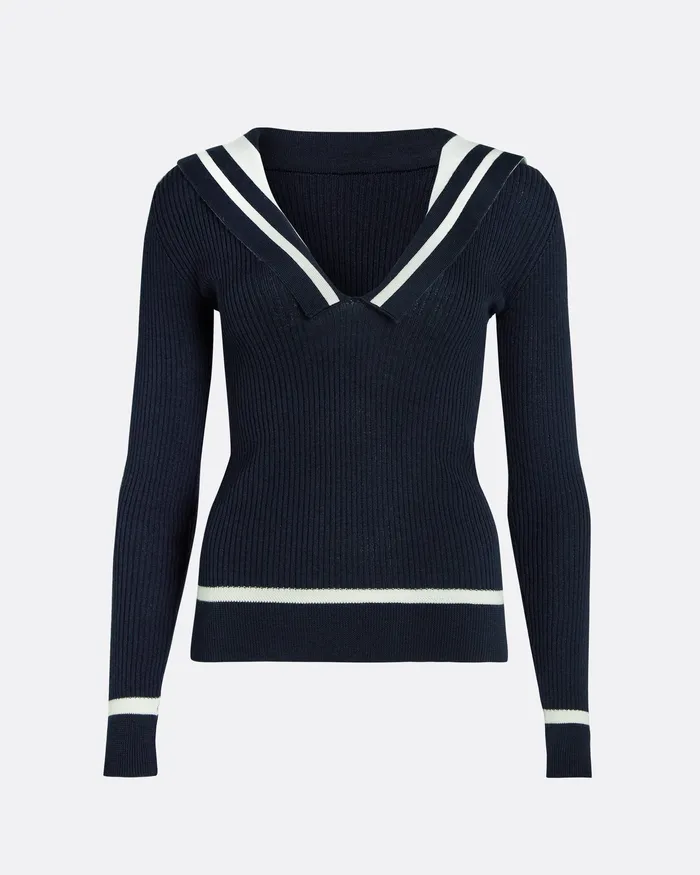Knitwear Women Odette Navy and Ivory Knit Navy Safiyaa
