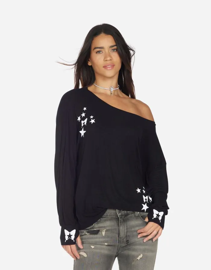 Krista Rock Star Butterfly Black Women Lauren Moshi Long Sleeve