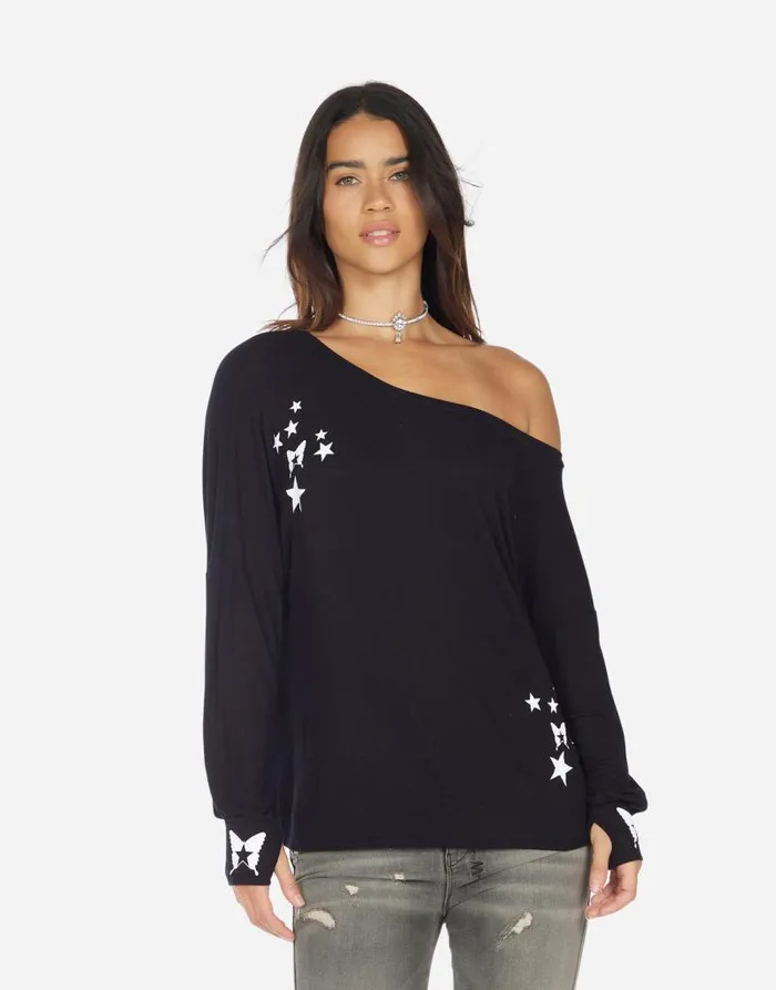 Krista Rock Star Butterfly Black Women Lauren Moshi Long Sleeve