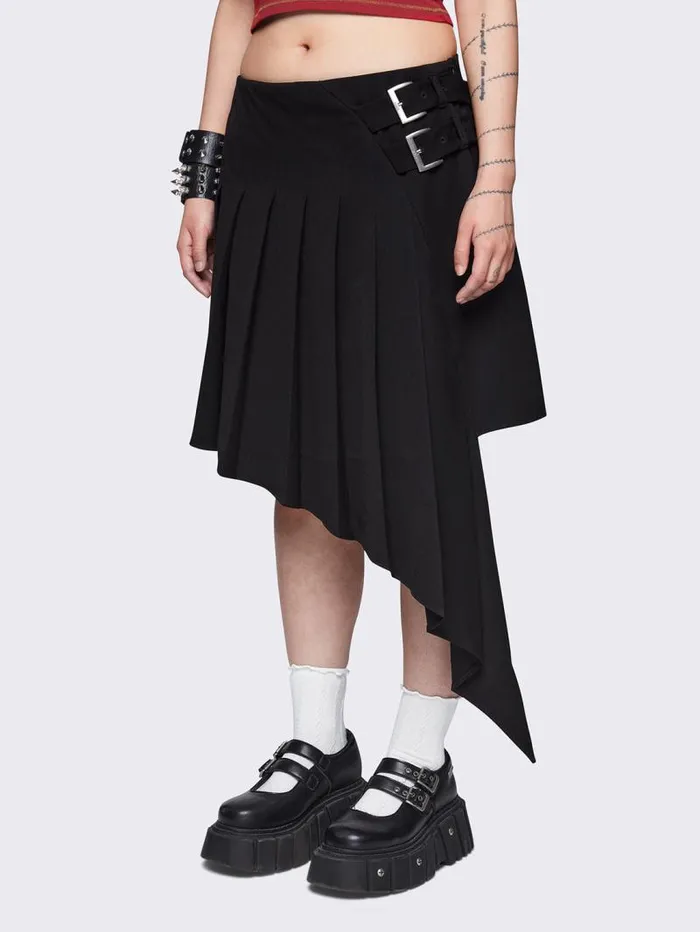 Kya Black Asymmetric Skirt Women Minga London Bottoms