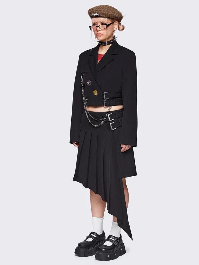Kya Black Asymmetric Skirt Women Minga London Bottoms