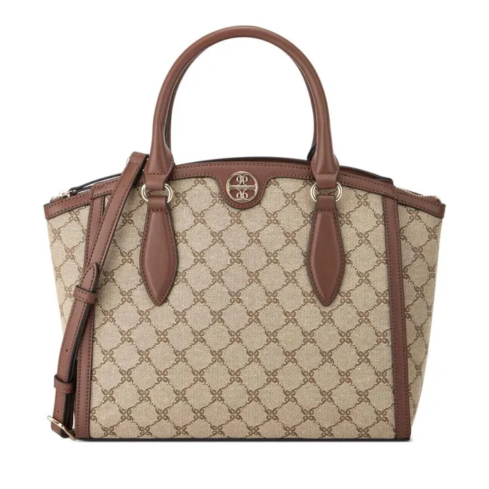Kyelle Jet Set Satchel Mocha Logomahogany Women Nine West Satchels and Shoulder Bags