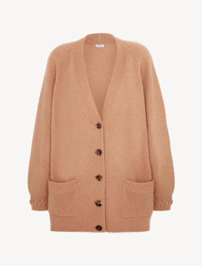 La Perla Alpaca Blend Cardigan In Camel Women Loungewear