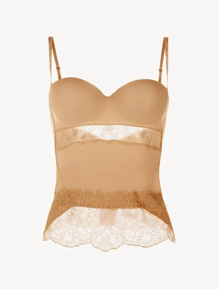 La Perla Black Lycra Corset With Chantilly Lace Women Bodysuits and Bustiers