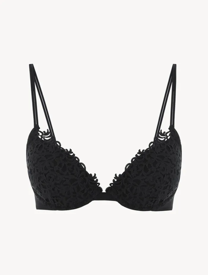 La Perla Black Pushup Bra With Macram Women Padded
