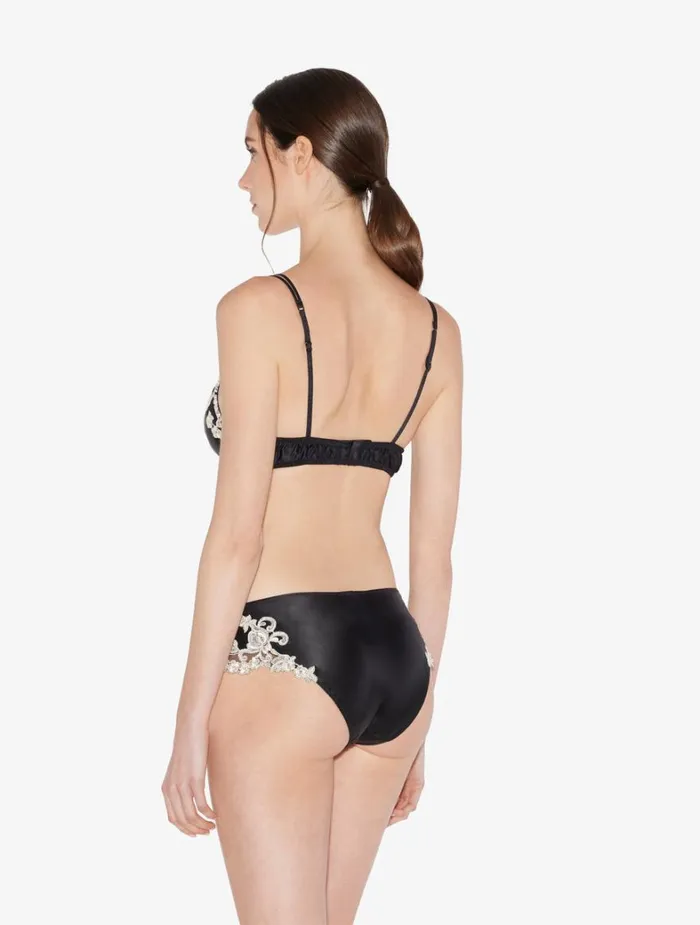 La Perla Black Silk Medium Briefs With Frastaglio Women Midrise