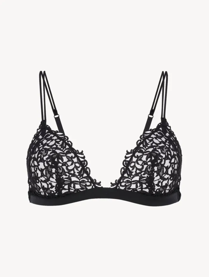 La Perla Black Triangle Bra With Macram Women Triangle