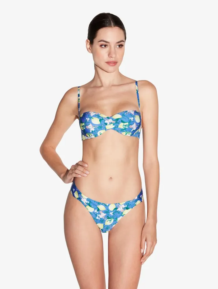 La Perla Blue Printed Bandeau Bikini Top Women Bikinis