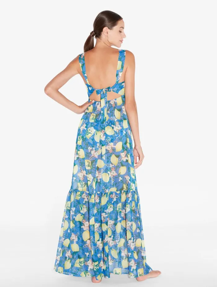 La Perla Blue Printed Maxi Dress Women Beach Coverups