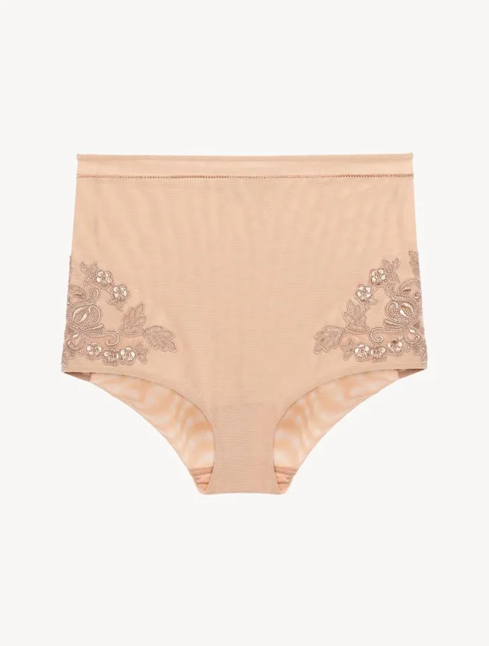 La Perla Highwaisted Briefs In Sand Stretch Tulle Women Highwaist