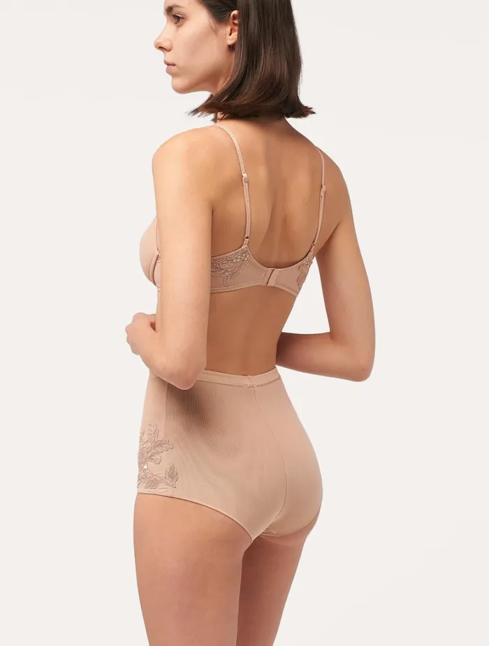 La Perla Highwaisted Briefs In Sand Stretch Tulle Women Highwaist