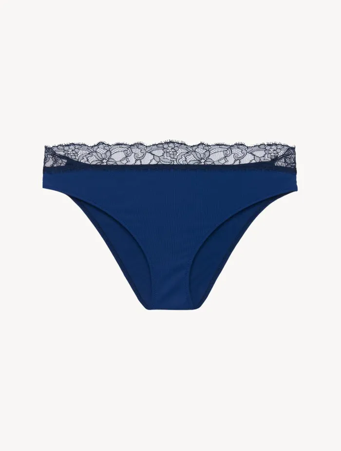 La Perla Luxury Lace MidRise Panties In Blue And Grey Women Midrise