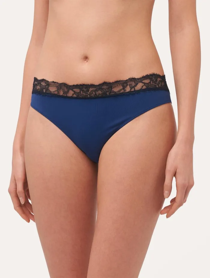La Perla Luxury Lace MidRise Panties In Blue And Grey Women Midrise