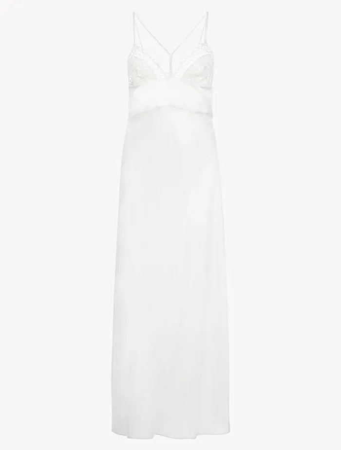 La Perla Luxury Long Nightdress In White Women Slips and Dresses