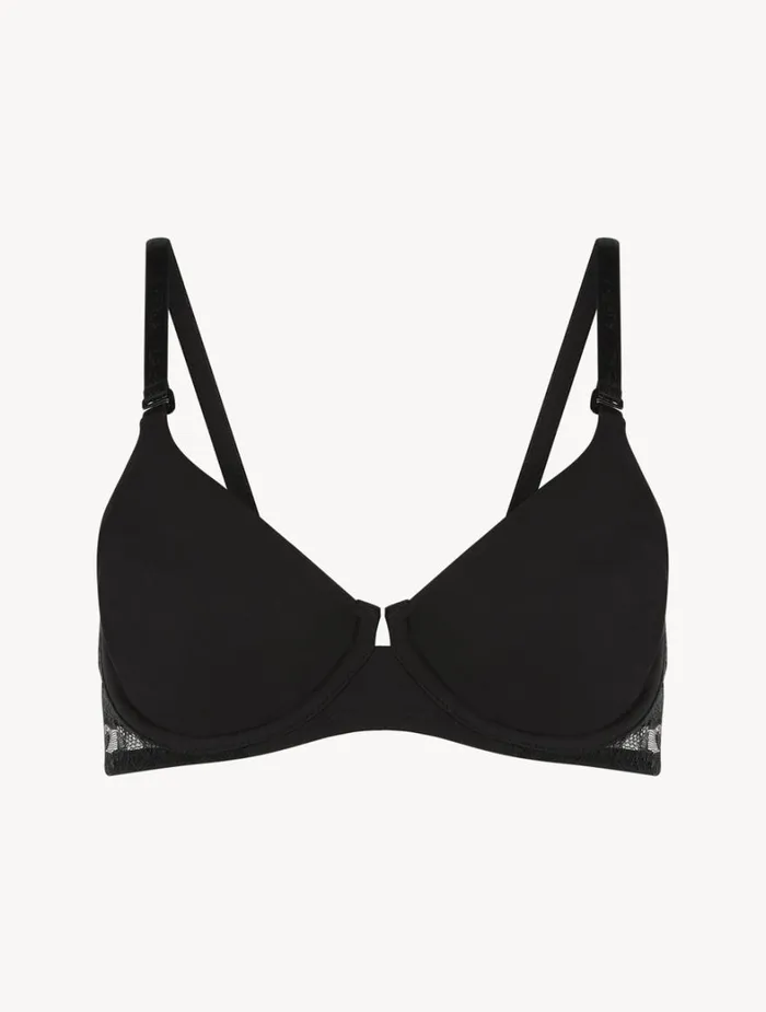 La Perla Luxury Lycra Underwired Bra In Black With Lace Women Underwired