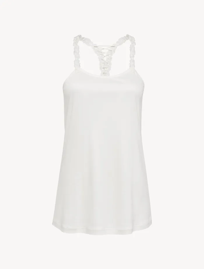 La Perla Luxury Modal Cami In OffWhite With Tulle Women Camisoles