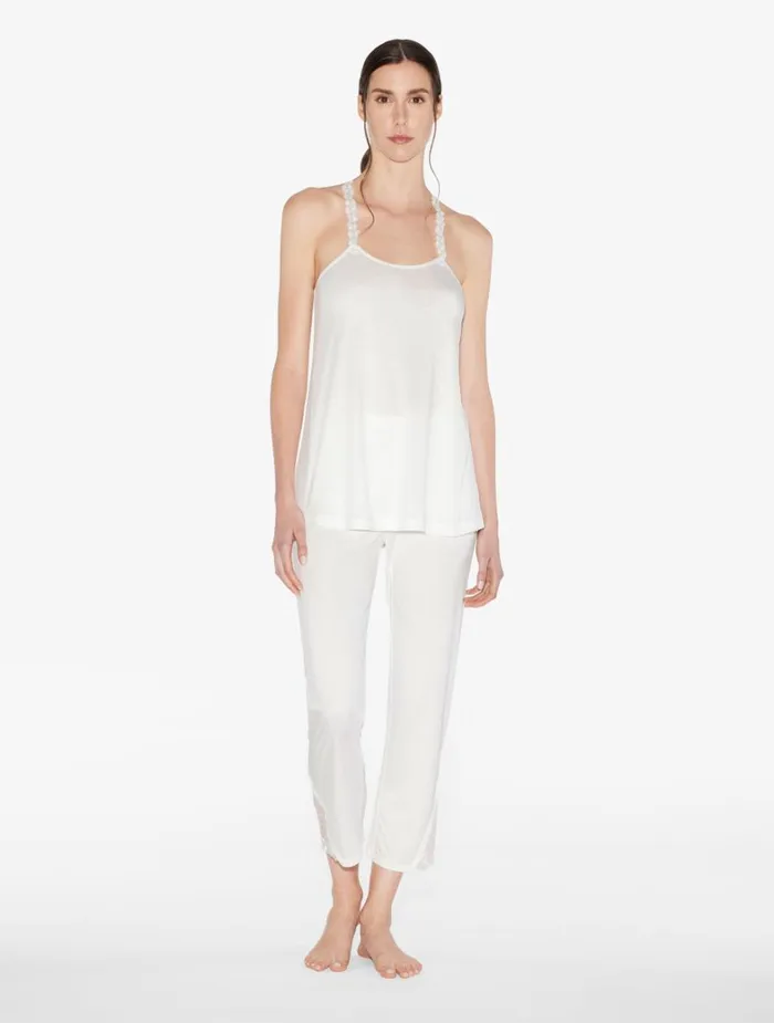 La Perla Luxury Modal Cami In OffWhite With Tulle Women Camisoles