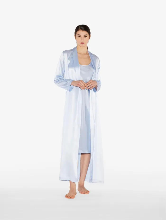 La Perla Luxury Silk Midi Nightdress In Azure Women Slips and Dresses