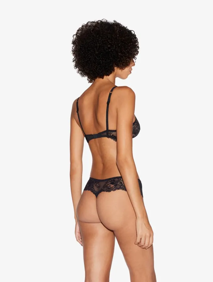 La Perla Luxury Stretch Leavers Lace Thong In Black Women G String and Thong