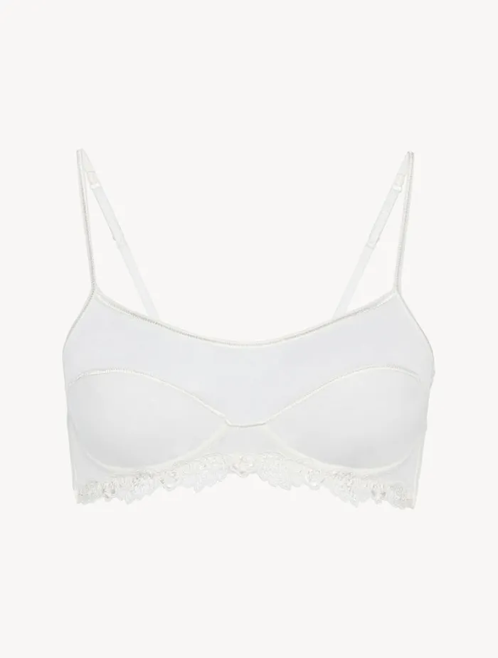 La Perla Luxury Stretch Tulle Bralette In OffWhite Women Bandeau