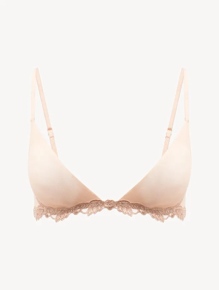 La Perla Luxury Stretch Tulle Triangle Bra In Sand Women Triangle