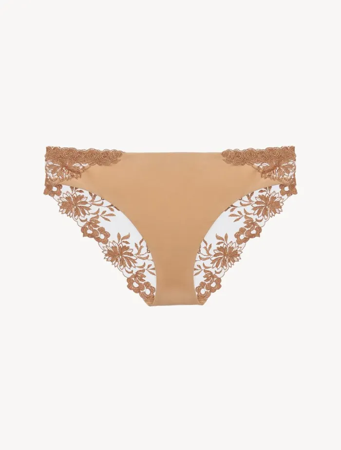 La Perla Lycra MidRise Panties In Beige With Tulle Women Midrise
