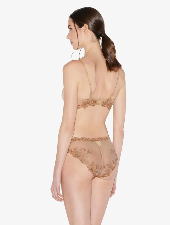 La Perla Lycra MidRise Panties In Beige With Tulle Women Midrise